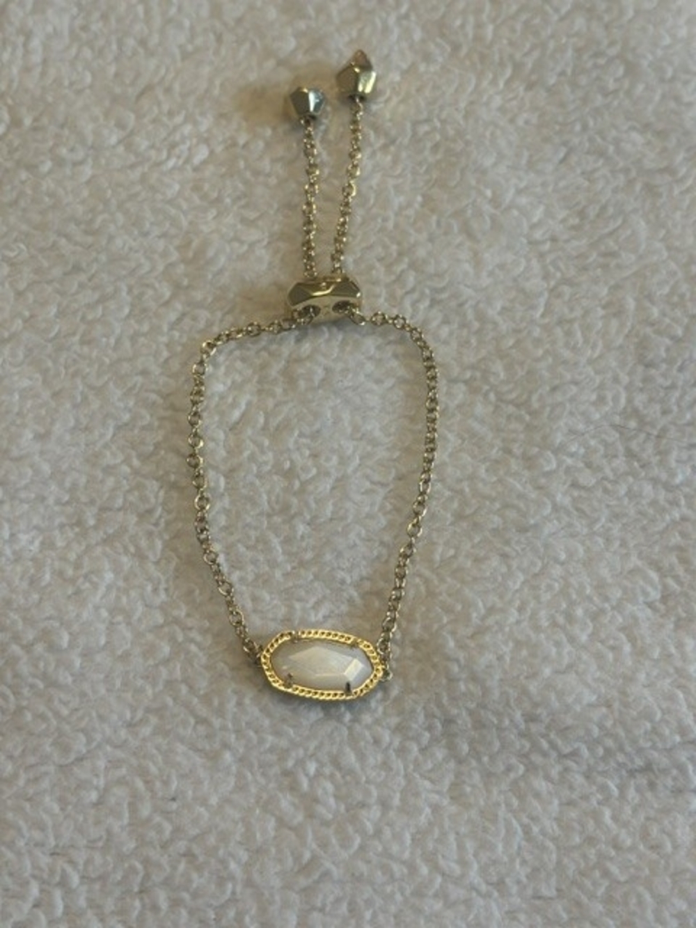 Kendra Scott: Elaina Gold Adjustable Chain Bracelet in Ivory Mother-of-Pearl